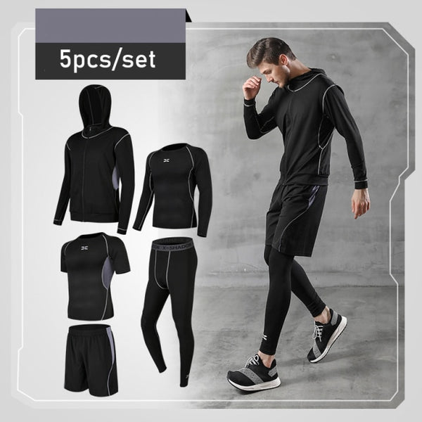 5 Pcs/Set Men&#39;s Tracksuit Gym Fitness Compression Sports Under Suit Clothes Running Jogging Wear Exercise Workout Tights Armour