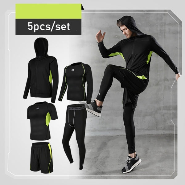 5 Pcs/Set Men&#39;s Tracksuit Gym Fitness Compression Sports Under Suit Clothes Running Jogging Wear Exercise Workout Tights Armour