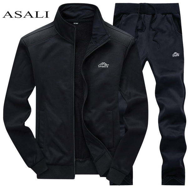 Tracksuits Men Polyester Sweatshirt Sporting Fleece 2022 Gyms Spring Jacket + Pants Casual Men&#39;s Track Suit Sportswear Fitness