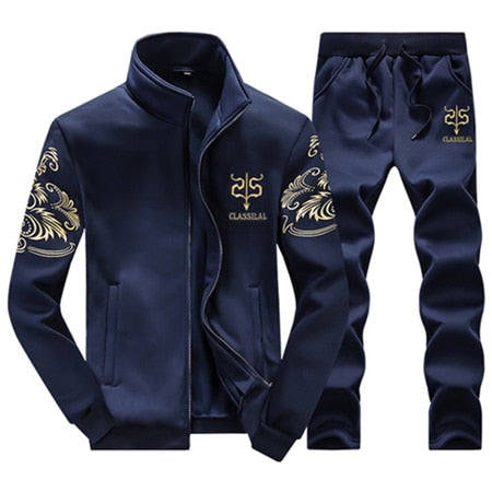 Tracksuits Men Polyester Sweatshirt Sporting Fleece 2022 Gyms Spring Jacket + Pants Casual Men&#39;s Track Suit Sportswear Fitness