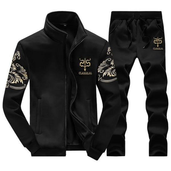 Tracksuits Men Polyester Sweatshirt Sporting Fleece 2022 Gyms Spring Jacket + Pants Casual Men&#39;s Track Suit Sportswear Fitness