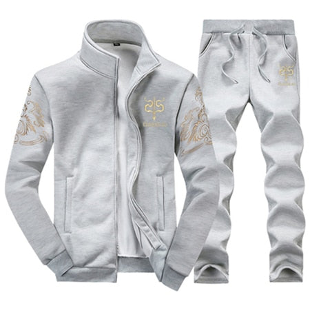 Tracksuits Men Polyester Sweatshirt Sporting Fleece 2022 Gyms Spring Jacket + Pants Casual Men&#39;s Track Suit Sportswear Fitness